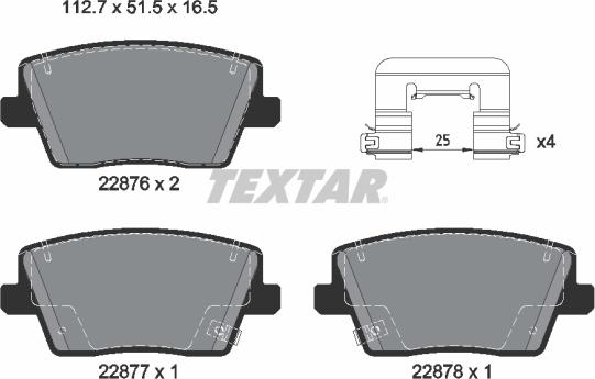 Textar 2287603 — Zestaw klocków hamulcowych, hamulce tarczowe