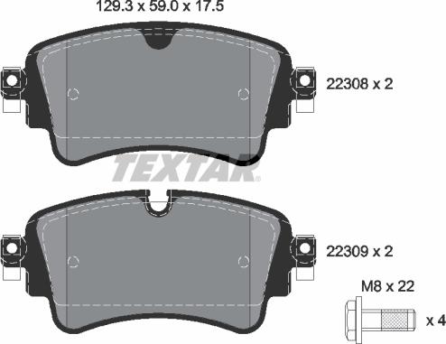 Textar 2230801 - KLOCKI HAM. AUDI T. A4-A5-Q5-Q7 1.4-3.0 15-