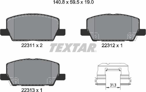 Textar 2231102 - KLOCKI HAM. OPEL P. MOKKA 1.4-1.8 12-