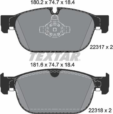 Textar 2231701 — Zestaw klocków hamulcowych, hamulce tarczowe