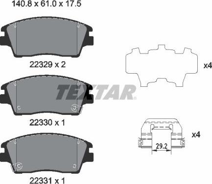 Textar 2232901 — Zestaw klocków hamulcowych, hamulce tarczowe