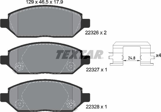 Textar 2232601 — Zestaw klocków hamulcowych, hamulce tarczowe