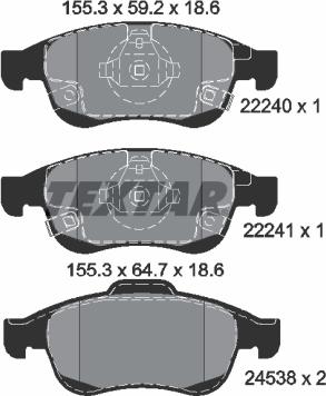 Textar 2224001 — Zestaw klocków hamulcowych, hamulce tarczowe