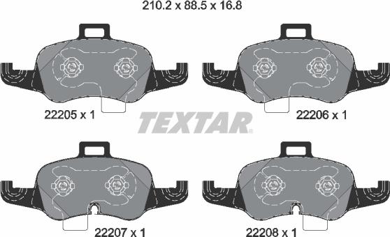 Textar 2220501 — Zestaw klocków hamulcowych, hamulce tarczowe