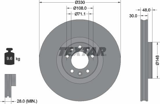 Textar 92283403 — Tarcza hamulcowa
