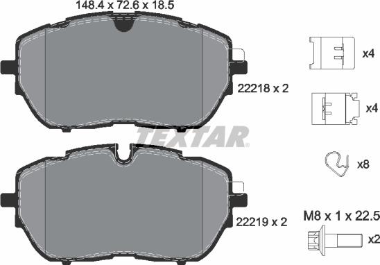 Textar 2221801 — Zestaw klocków hamulcowych, hamulce tarczowe