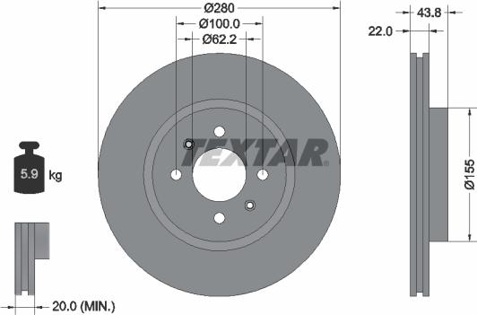Textar 92288303 — Tarcza hamulcowa