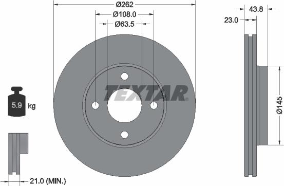 Textar 92292703 — Tarcza hamulcowa