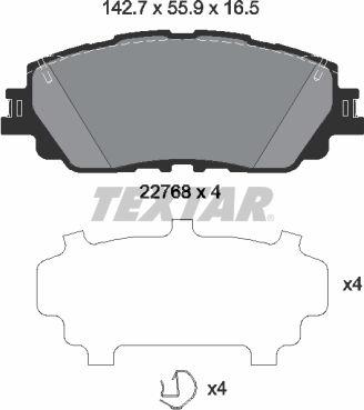 Textar 2276801 — Zestaw klocków hamulcowych, hamulce tarczowe