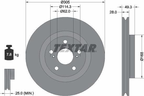 Textar 92304305 — Tarcza hamulcowa