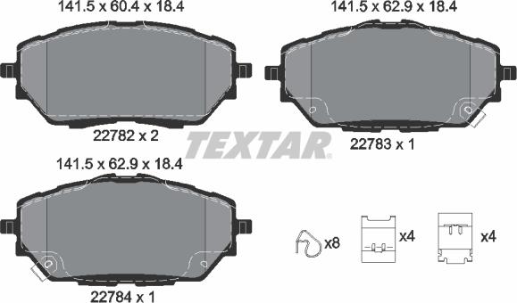 Textar 2278201 — Zestaw klocków hamulcowych, hamulce tarczowe