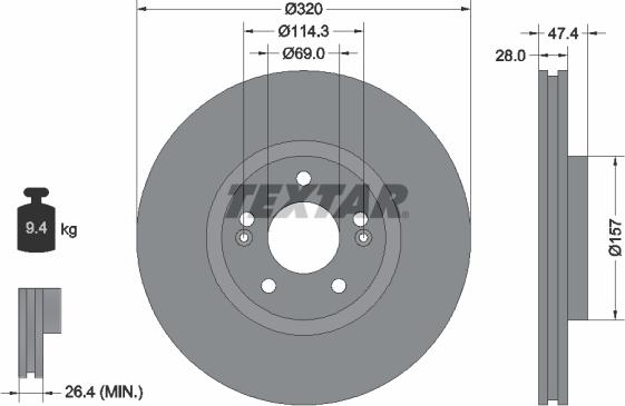 Textar 92237805 — Tarcza hamulcowa