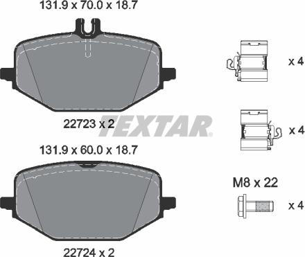 Textar 2272303 — Zestaw klocków hamulcowych, hamulce tarczowe