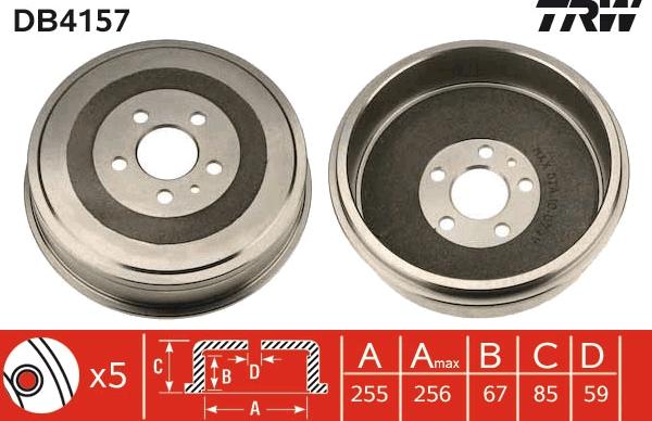 TRW DB4157 — Bęben hamulcowy