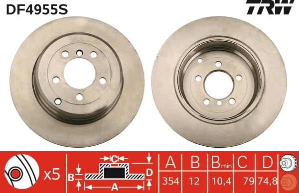 TRW DF4955S — Tarcza hamulcowa