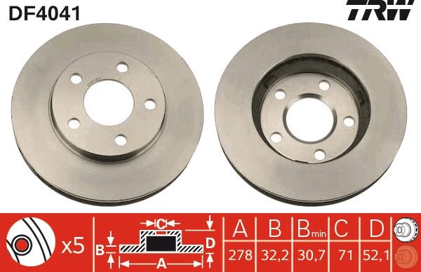 TRW DF4041 — Tarcza hamulcowa