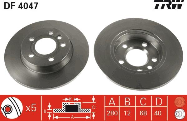 TRW DF4047 — Tarcza hamulcowa