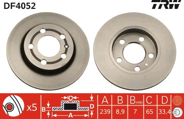 TRW DF4052 — Tarcza hamulcowa