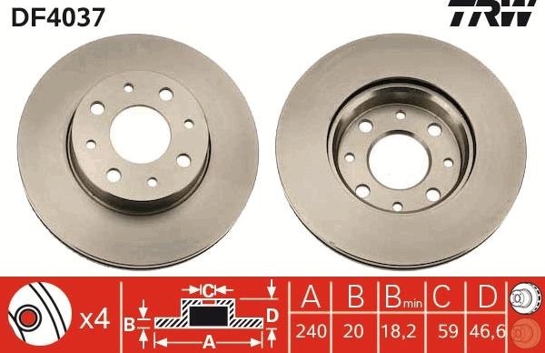 TRW DF4037 — Tarcza hamulcowa
