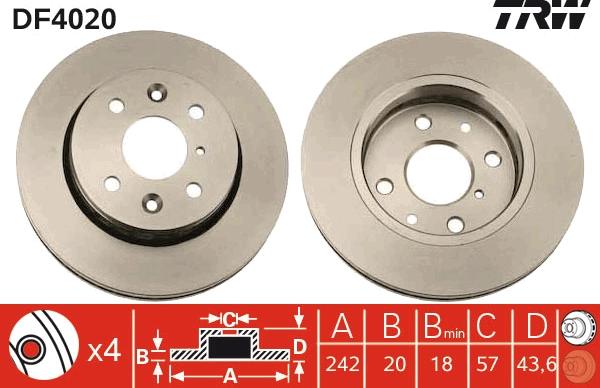 TRW DF4020 — Tarcza hamulcowa