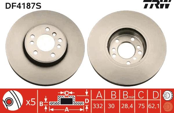 TRW DF4187S — Tarcza hamulcowa