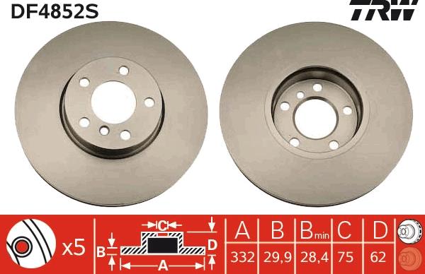 TRW DF4852S — Tarcza hamulcowa