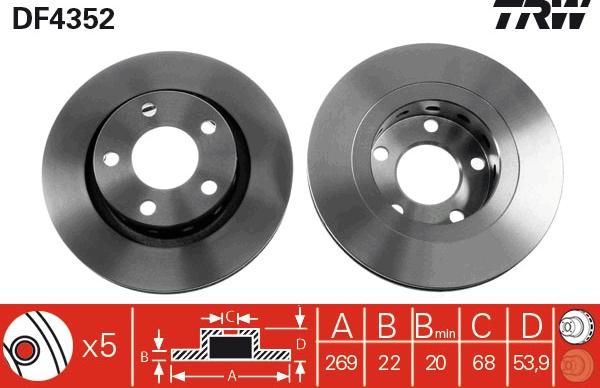 TRW DF4352 — Tarcza hamulcowa