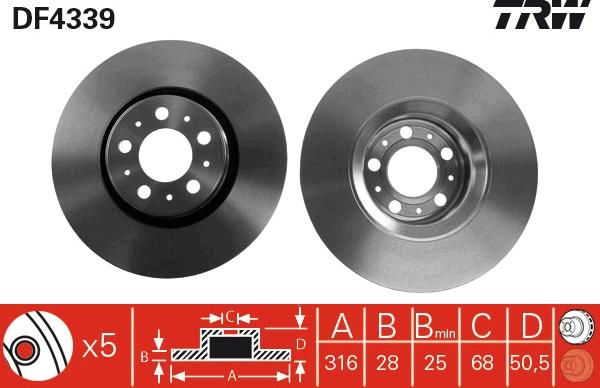 TRW DF4339 — Tarcza hamulcowa