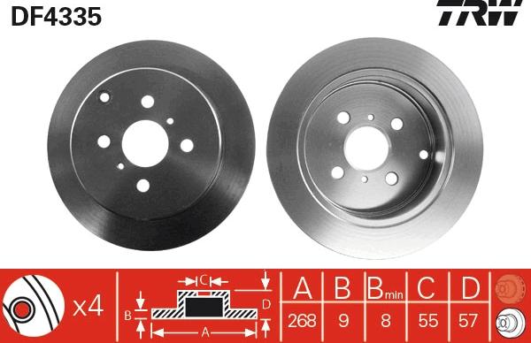 TRW DF4335 — Tarcza hamulcowa