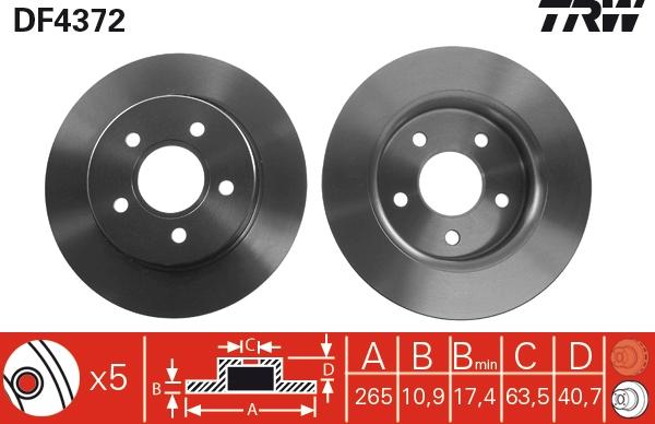 TRW DF4372 — Tarcza hamulcowa