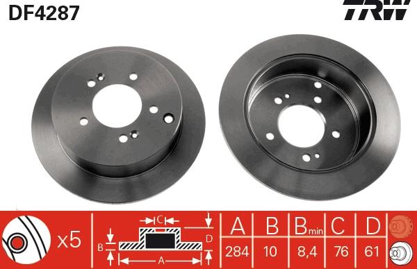TRW DF4287 — Tarcza hamulcowa