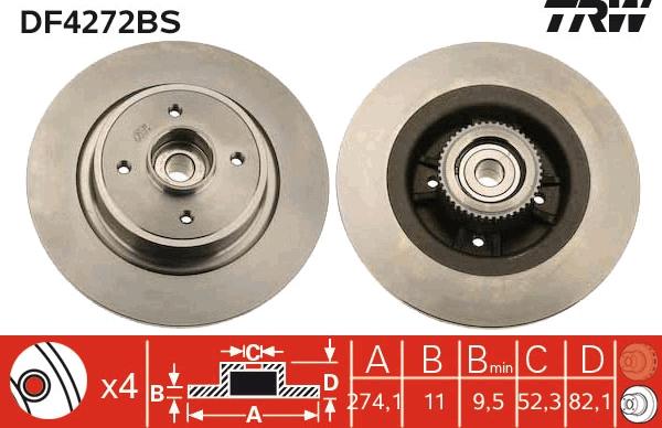 TRW DF4272BS — Tarcza hamulcowa