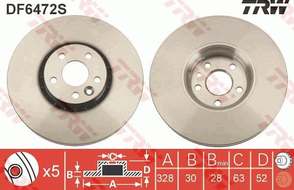 TRW DF6472S — Tarcza hamulcowa