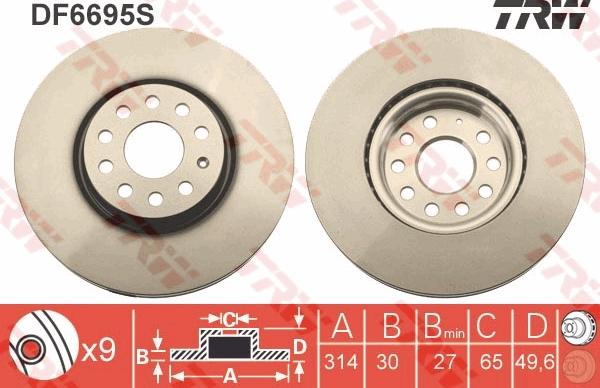 TRW DF6695S - TARCZA HAM. VW P. SHARAN 10-