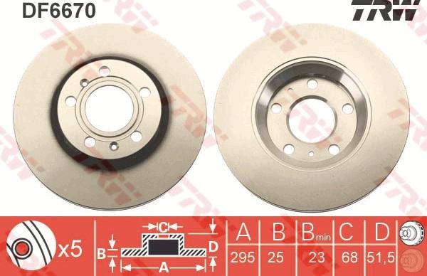 TRW DF6670 — Tarcza hamulcowa