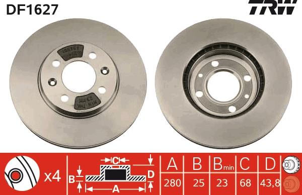 TRW DF1627 — Tarcza hamulcowa