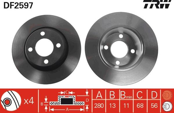 TRW DF2597 — Tarcza hamulcowa