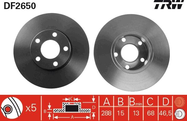 TRW DF2650 — Tarcza hamulcowa