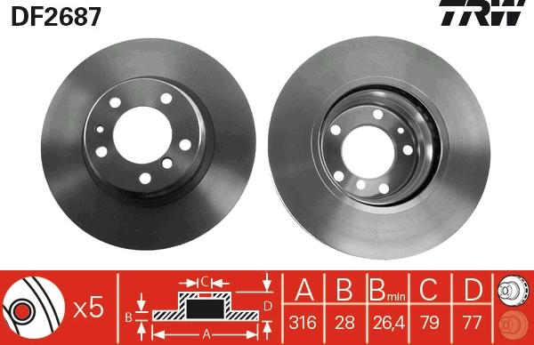 TRW DF2687 — Tarcza hamulcowa