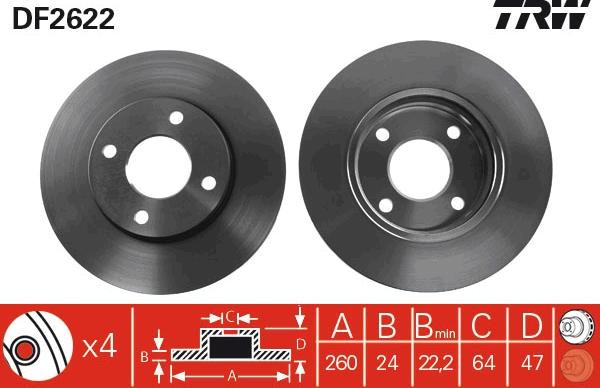 TRW DF2622 — Tarcza hamulcowa