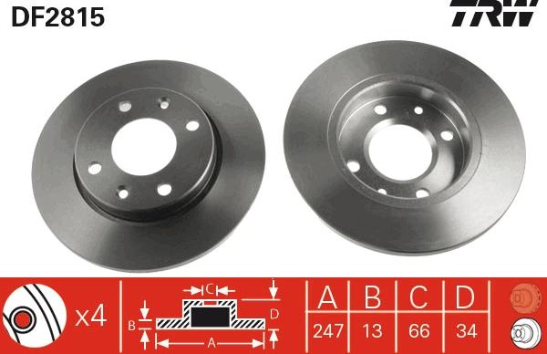 TRW DF2815 — Tarcza hamulcowa