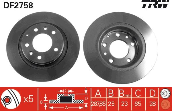TRW DF2758 — Tarcza hamulcowa