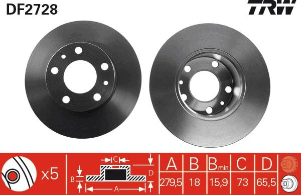 TRW DF2728 — Tarcza hamulcowa