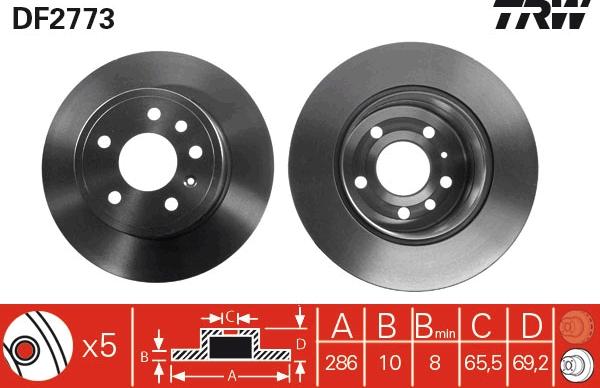 TRW DF2773 — Tarcza hamulcowa