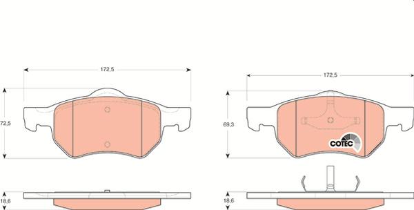 TRW GDB4128 — Zestaw klocków hamulcowych, hamulce tarczowe