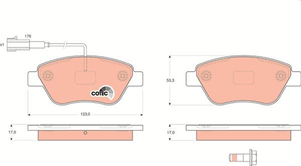 TRW GDB1590 — Zestaw klocków hamulcowych, hamulce tarczowe