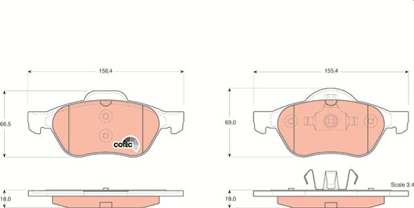 TRW GDB1540 — Zestaw klocków hamulcowych, hamulce tarczowe