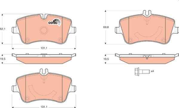 TRW GDB1514 — Zestaw klocków hamulcowych, hamulce tarczowe