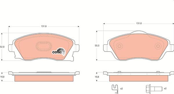 TRW GDB1570 — Zestaw klocków hamulcowych, hamulce tarczowe