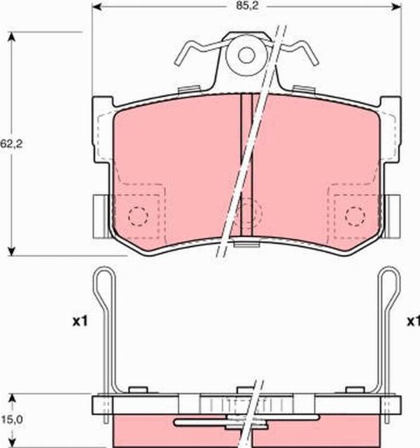 TRW GDB1169 — Zestaw klocków hamulcowych, hamulce tarczowe